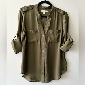 Banana Republic Olive Green Military-Style Blouse